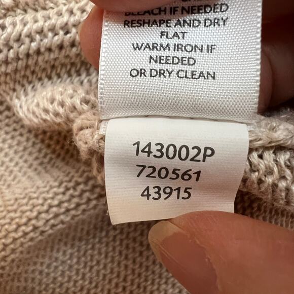 J. Jill Love 100% Linen Cardigan Medium Petite Beige One Button Knit Sweater Tan - Picture 10 of 12